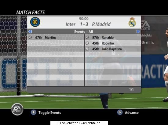 real - inter = 3-1 etapa a 5 a